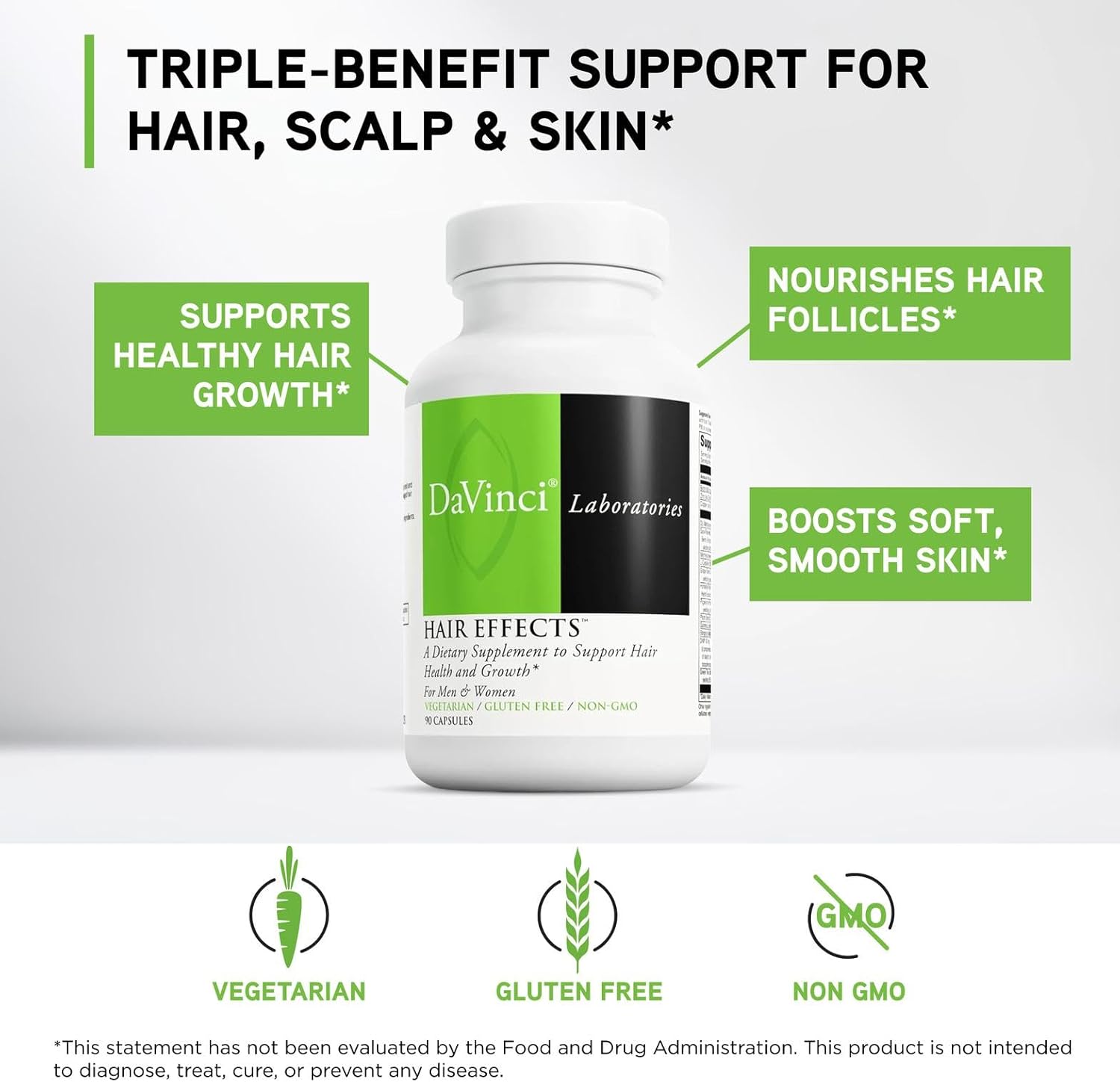 Photo of DaVinci Laboratories' Hair Effects Dietary Supplement to Support Hair Health and Growth for Men and Women